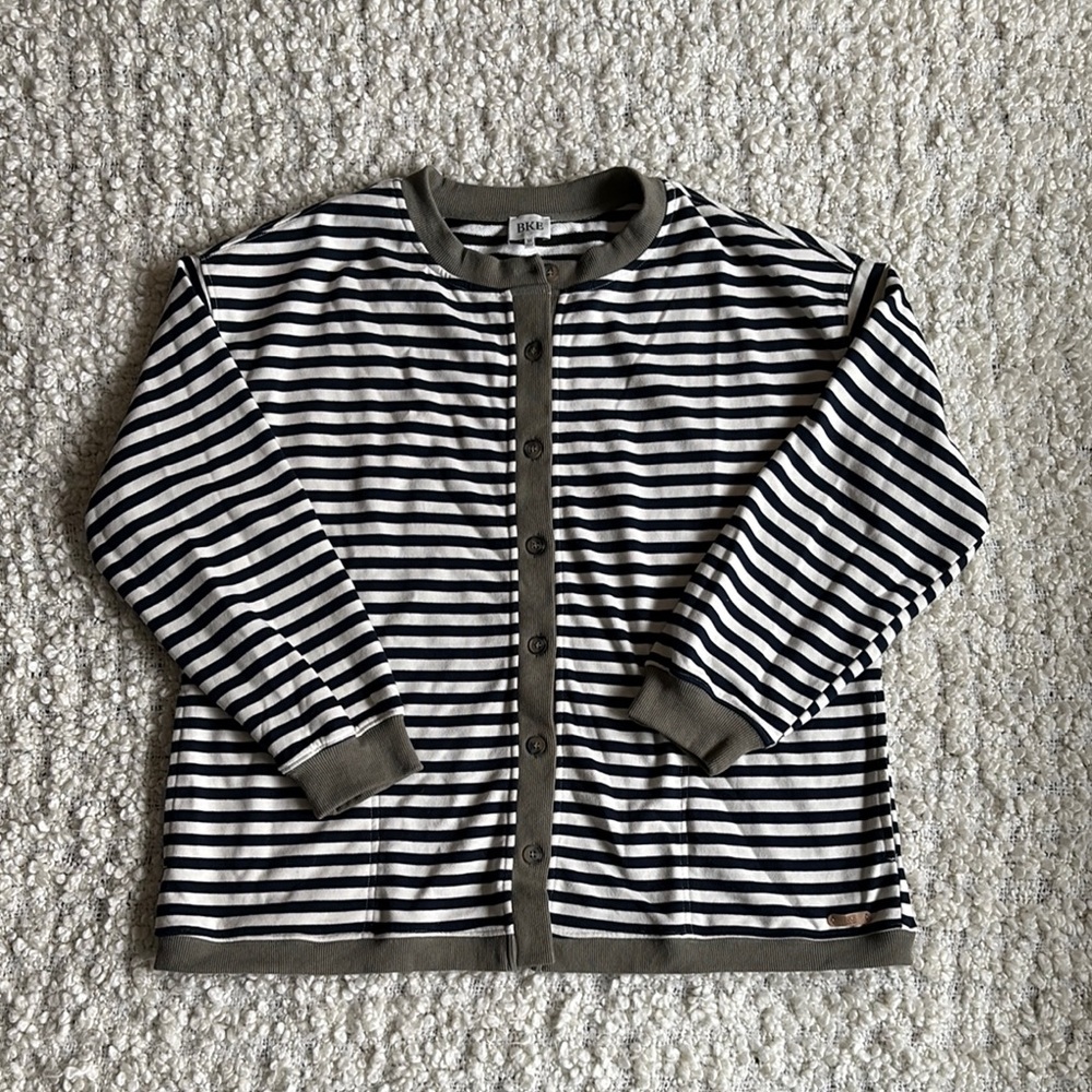 BKE Striped Sweatshirt Cardigan